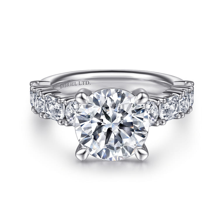 Briella - 18K White Gold Round Diamond Engagement Ring - 1.55 ct - Shot 1