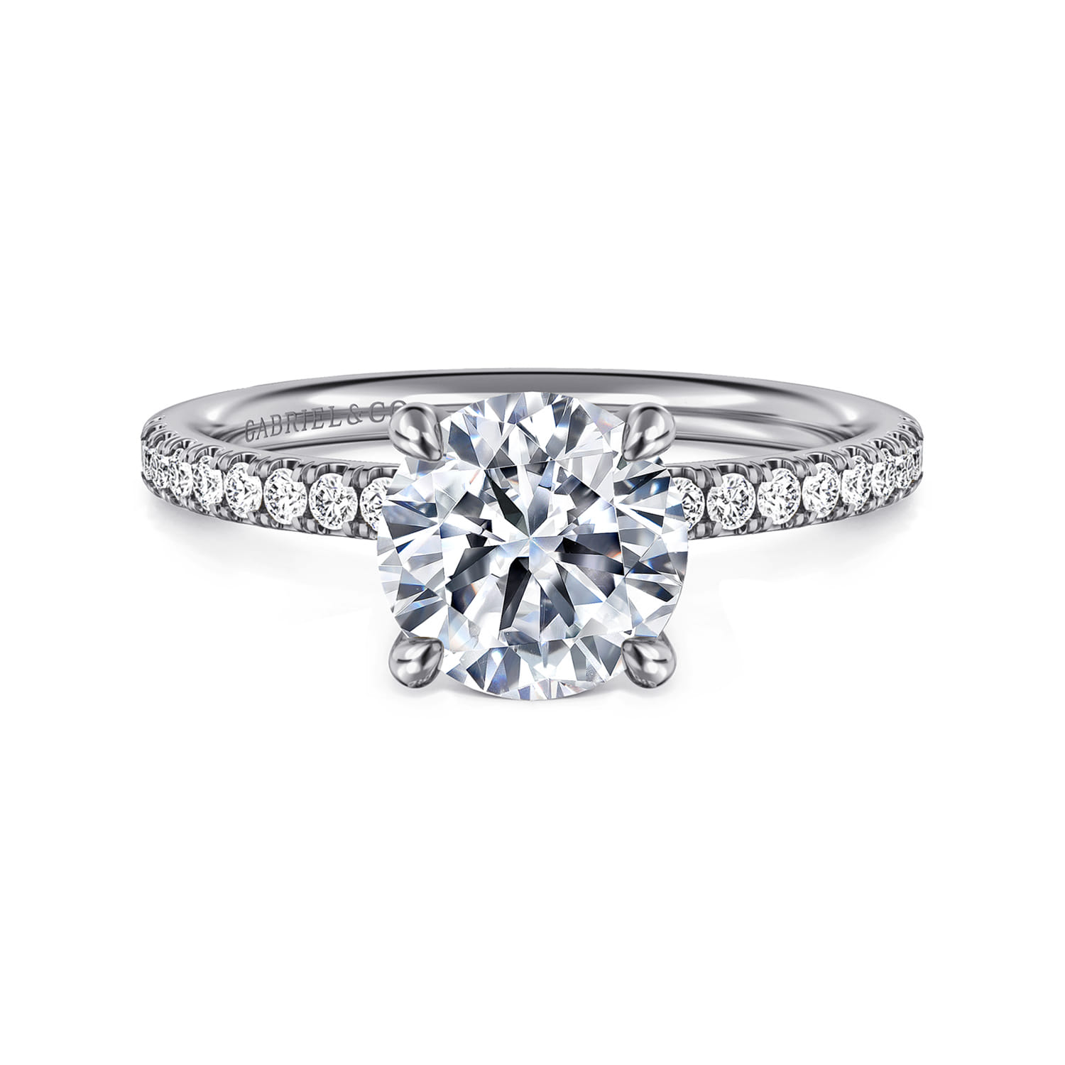 Twain - 18K White Gold Round Diamond Engagement Ring - 0.2 ct - Shot 1