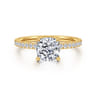 Twain - 18K Yellow Gold Cushion Cut Diamond Engagement Ring - 0.2 ct