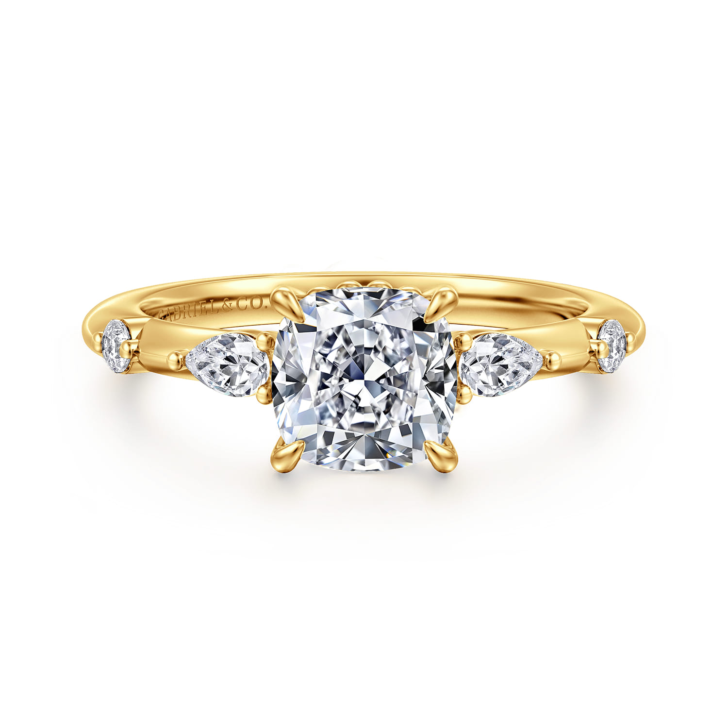 Carinna - 18K Yellow Gold Cushion Cut Diamond Engagement Ring - 0.23 ct - Shot 1