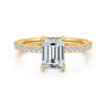Twain - 18K Yellow Gold Emerald Cut Diamond Engagement Ring - 0.2 ct