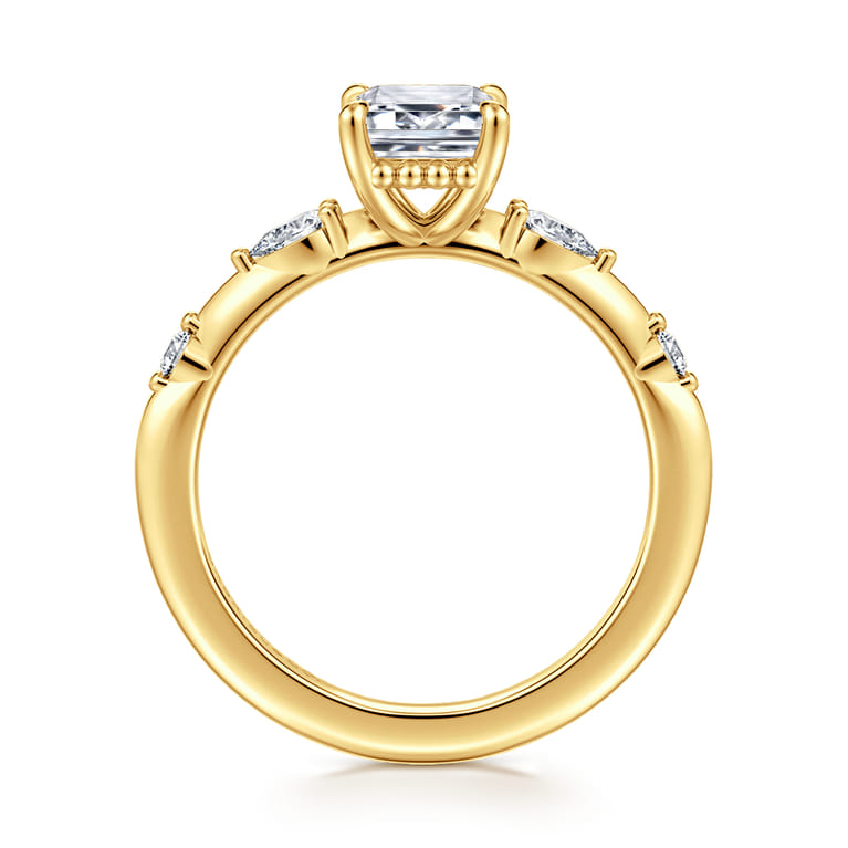 Carinna - 18K Yellow Gold Emerald Cut Diamond Engagement Ring - 0.23 ct - Shot 2