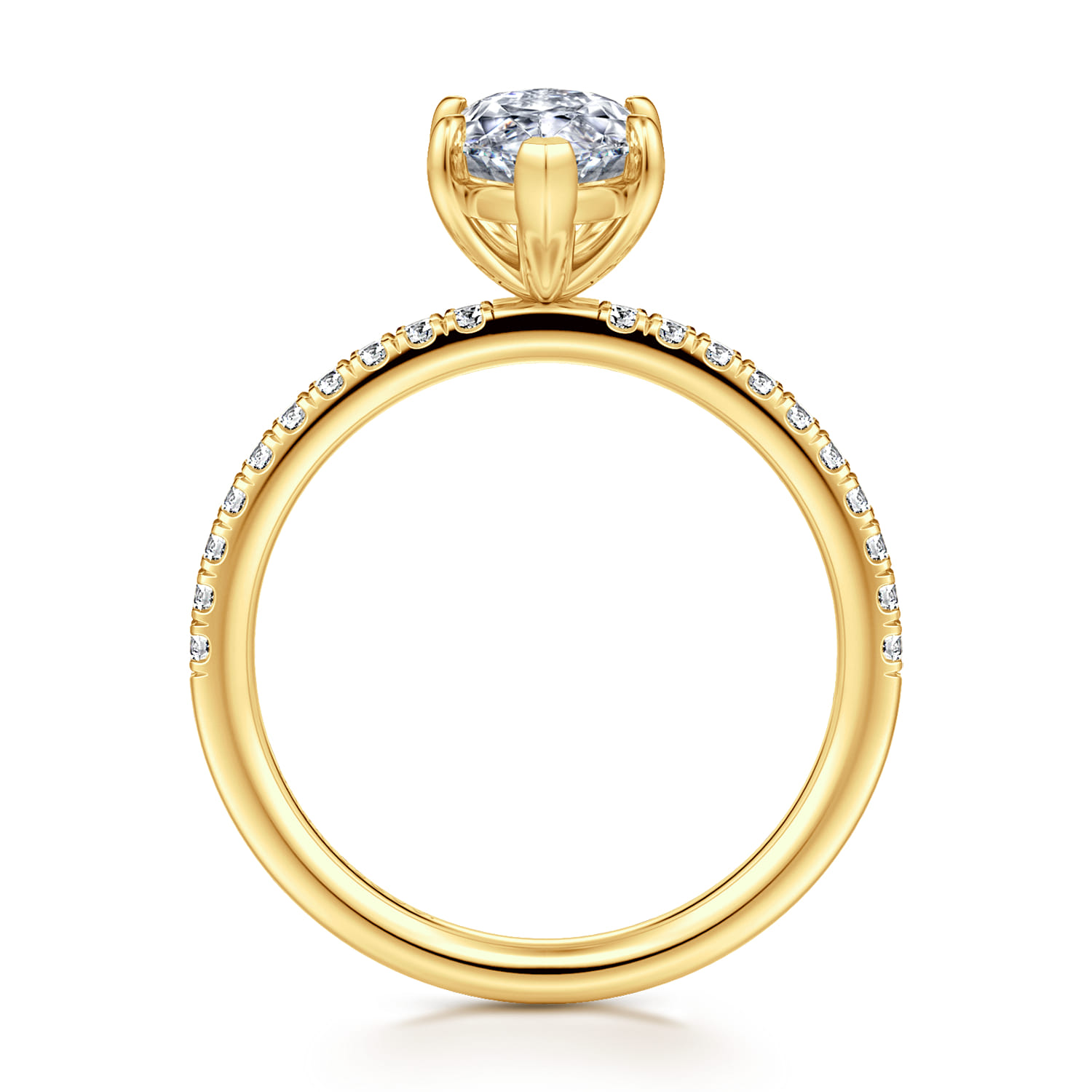 Twain - 18K Yellow Gold Marquise Shape Diamond Engagement Ring - 0.2 ct - Shot 2