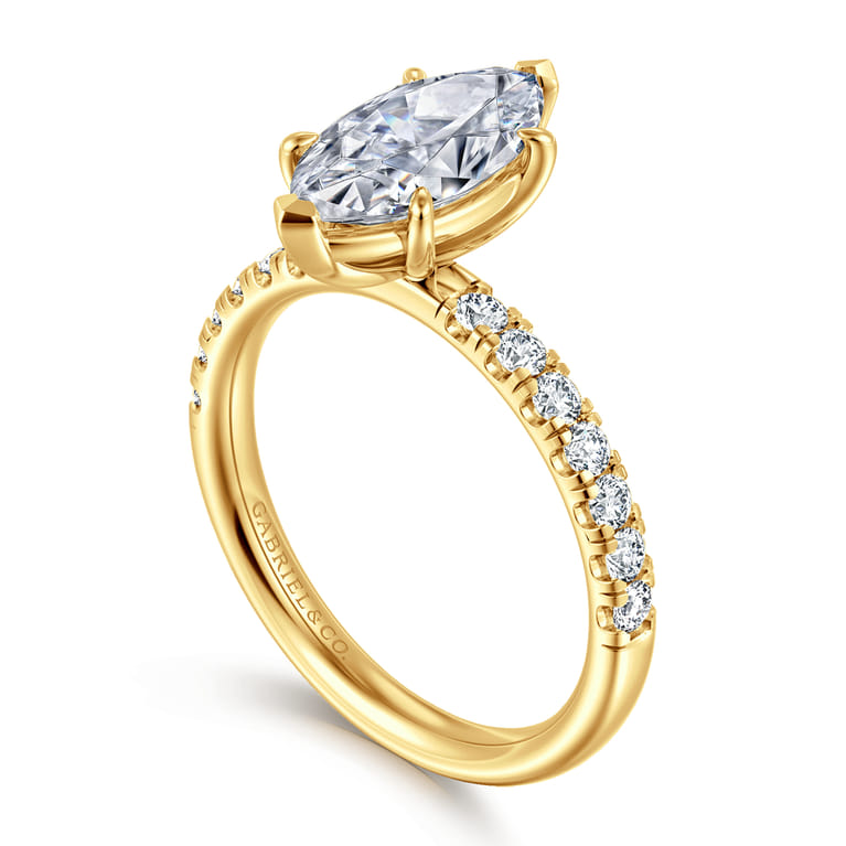 Winslow - 18K Yellow Gold Marquise Shape Diamond Engagement Ring - 0.35 ct - Shot 3