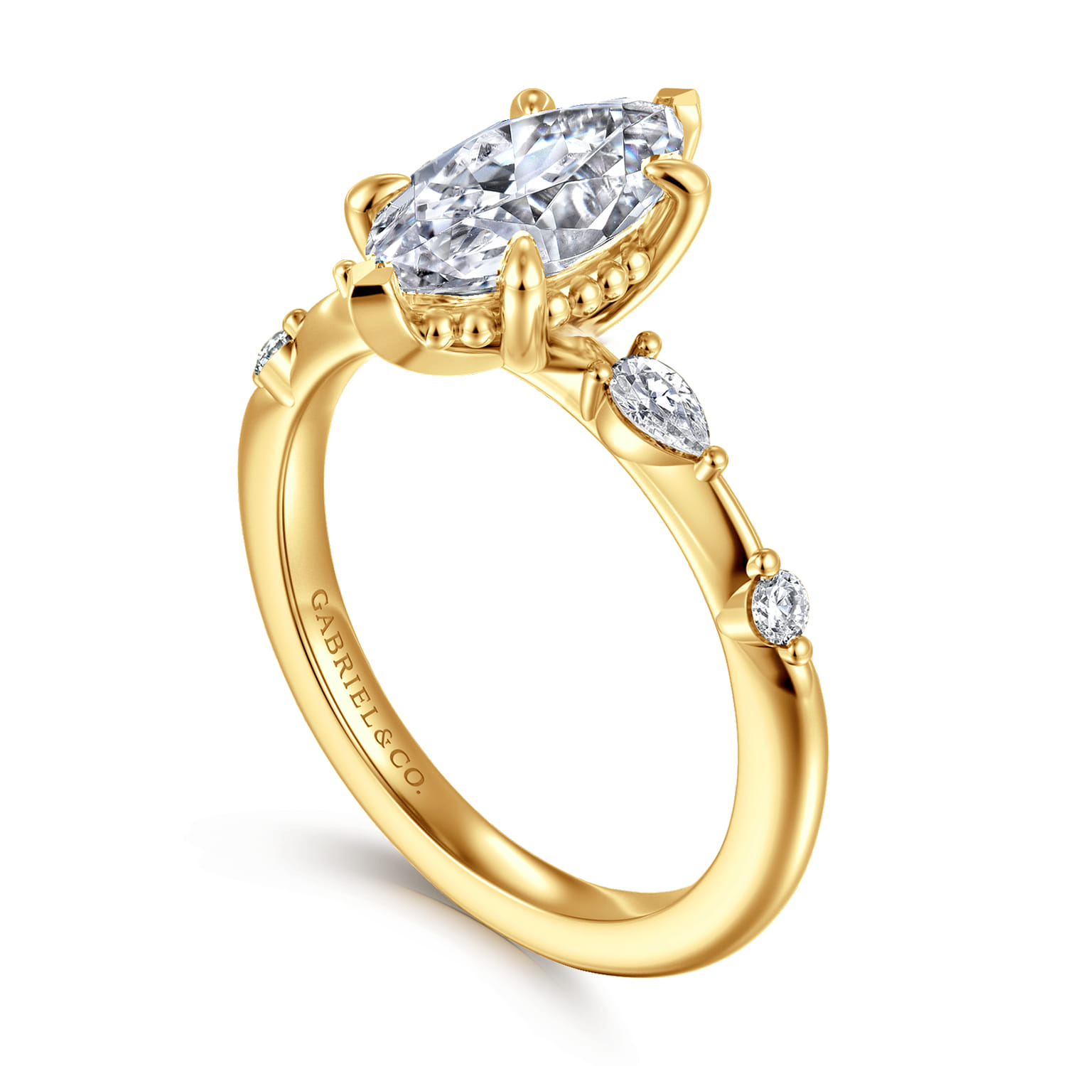 Carinna - 18K Yellow Gold Marquise Shape Diamond Engagement Ring - 0.23 ct - Shot 3