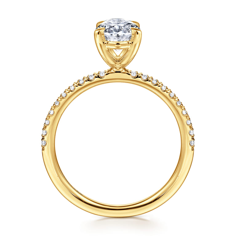 Twain - 18K Yellow Gold Oval Diamond Engagement Ring - 0.2 ct - Shot 2