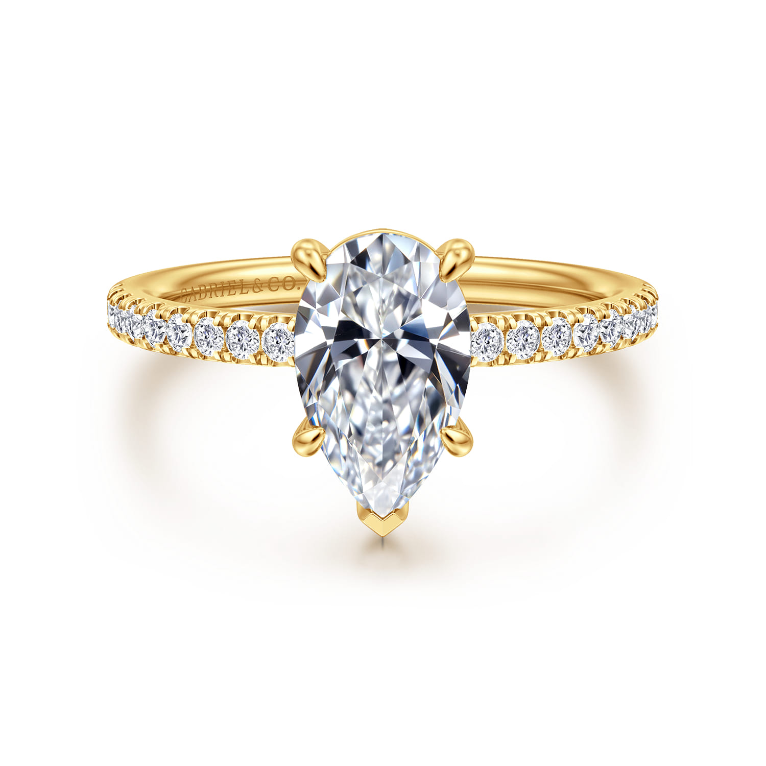 Twain - 18K Yellow Gold Pear Shape Diamond Engagement Ring - 0.2 ct - Shot 1
