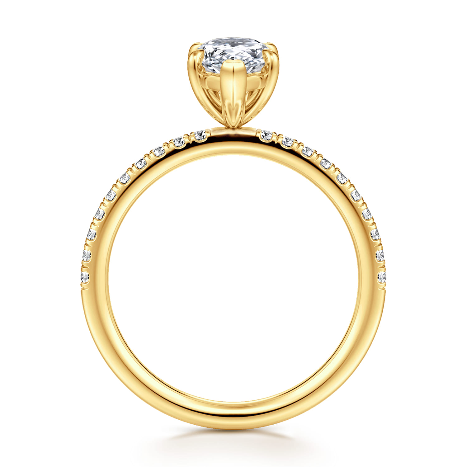 Twain - 18K Yellow Gold Pear Shape Diamond Engagement Ring - 0.2 ct - Shot 2