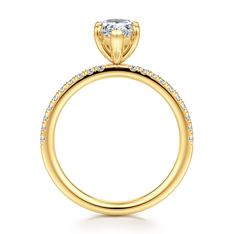 Twain - 18K Yellow Gold Pear Shape Diamond Engagement Ring - 0.2 ct - Shot 2