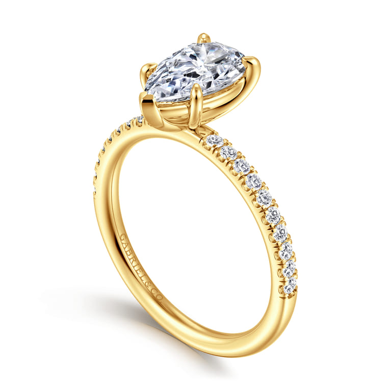 Twain - 18K Yellow Gold Pear Shape Diamond Engagement Ring - 0.2 ct - Shot 3