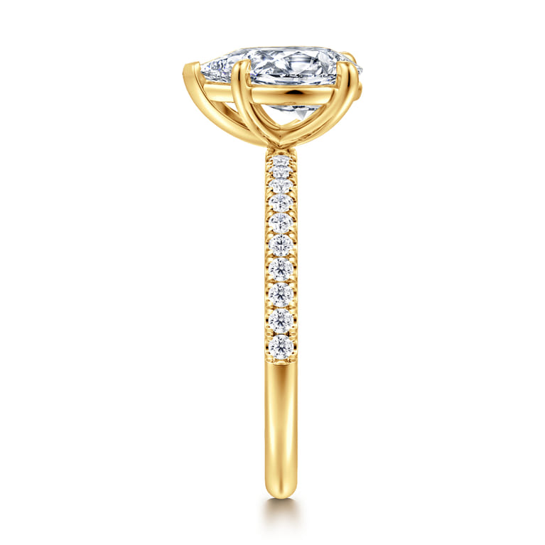 Twain - 18K Yellow Gold Pear Shape Diamond Engagement Ring - 0.2 ct - Shot 4