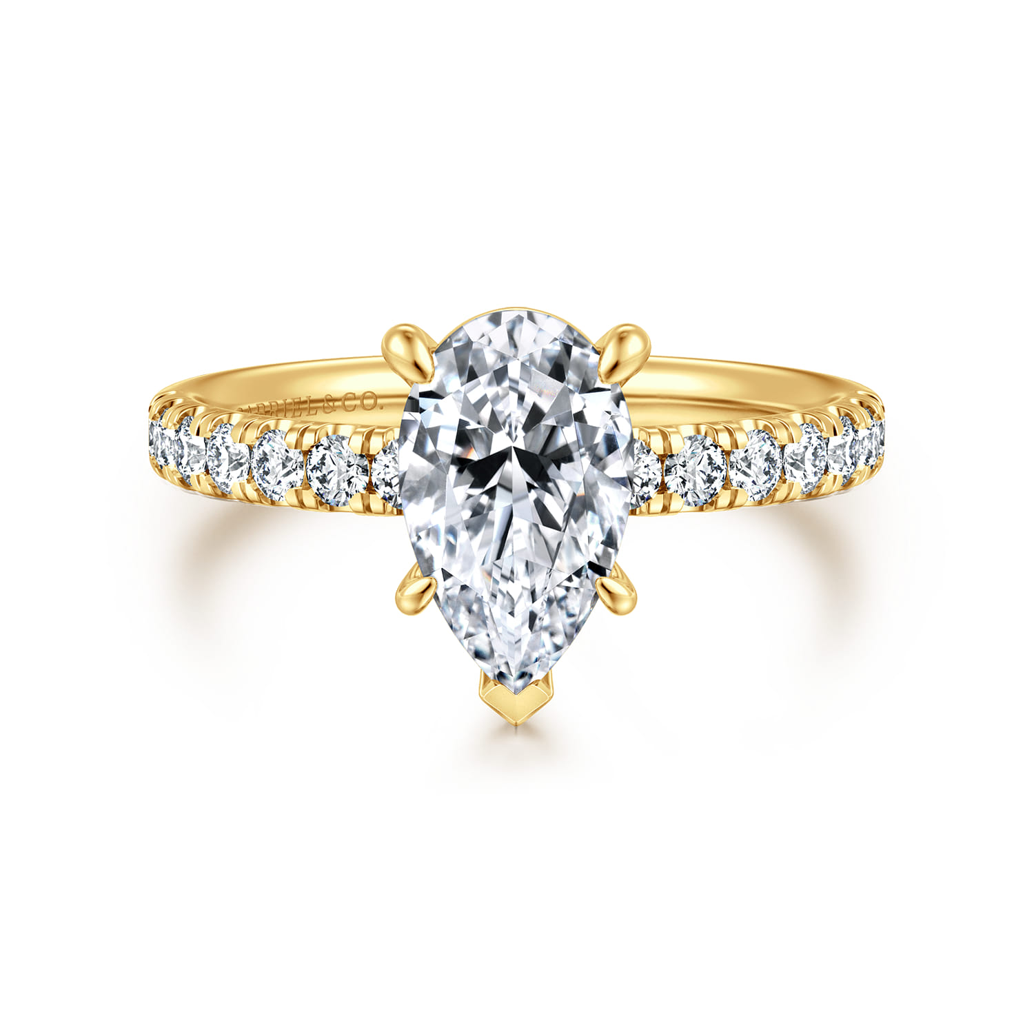 Winslow - 18K Yellow Gold Pear Shape Diamond Engagement Ring - 0.35 ct - Shot 1