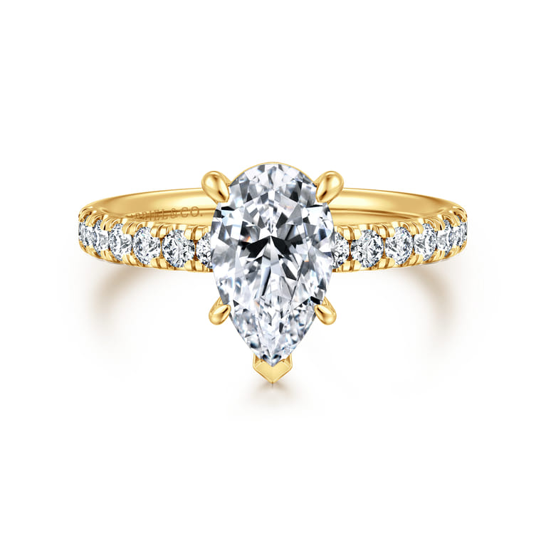 Winslow - 18K Yellow Gold Pear Shape Diamond Engagement Ring - 0.35 ct - Shot 1