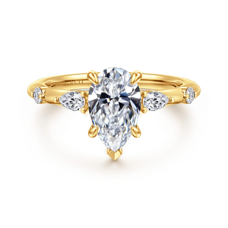 Carinna - 18K Yellow Gold Pear Shape Diamond Engagement Ring - 0.23 ct - Shot 1