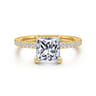 Twain - 18K Yellow Gold Princess Cut Diamond Engagement Ring - 0.2 ct