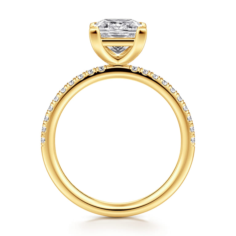 Twain - 18K Yellow Gold Princess Cut Diamond Engagement Ring - 0.2 ct - Shot 2