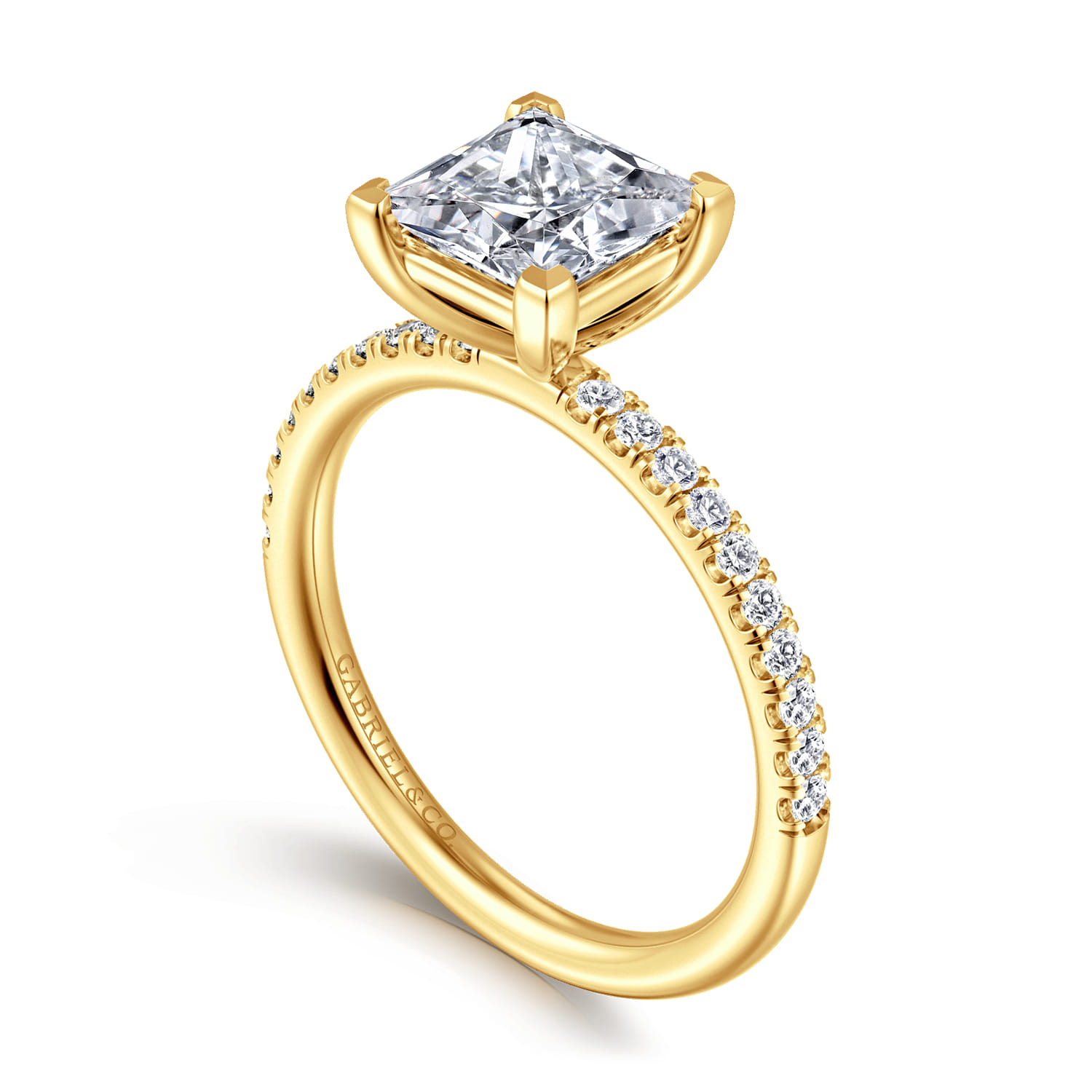 Twain - 18K Yellow Gold Princess Cut Diamond Engagement Ring - 0.2 ct - Shot 3