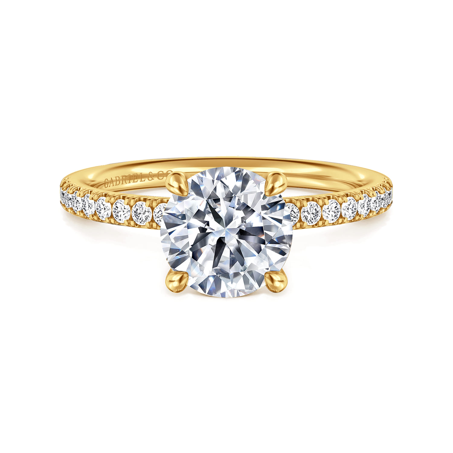 Twain - 18K Yellow Gold Round Diamond Engagement Ring - 0.2 ct - Shot 1