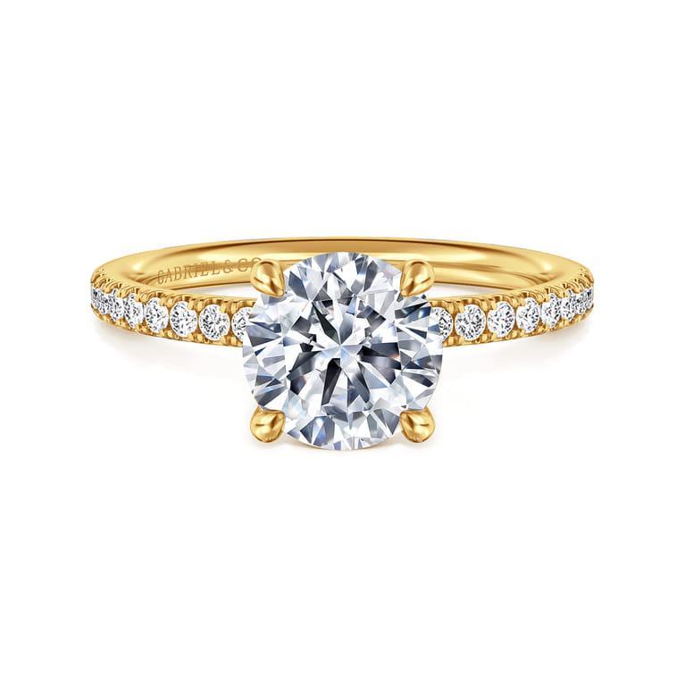 Twain - 18K Yellow Gold Round Diamond Engagement Ring - 0.2 ct - Shot 1