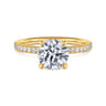 Twain - 18K Yellow Gold Round Diamond Engagement Ring - 0.2 ct