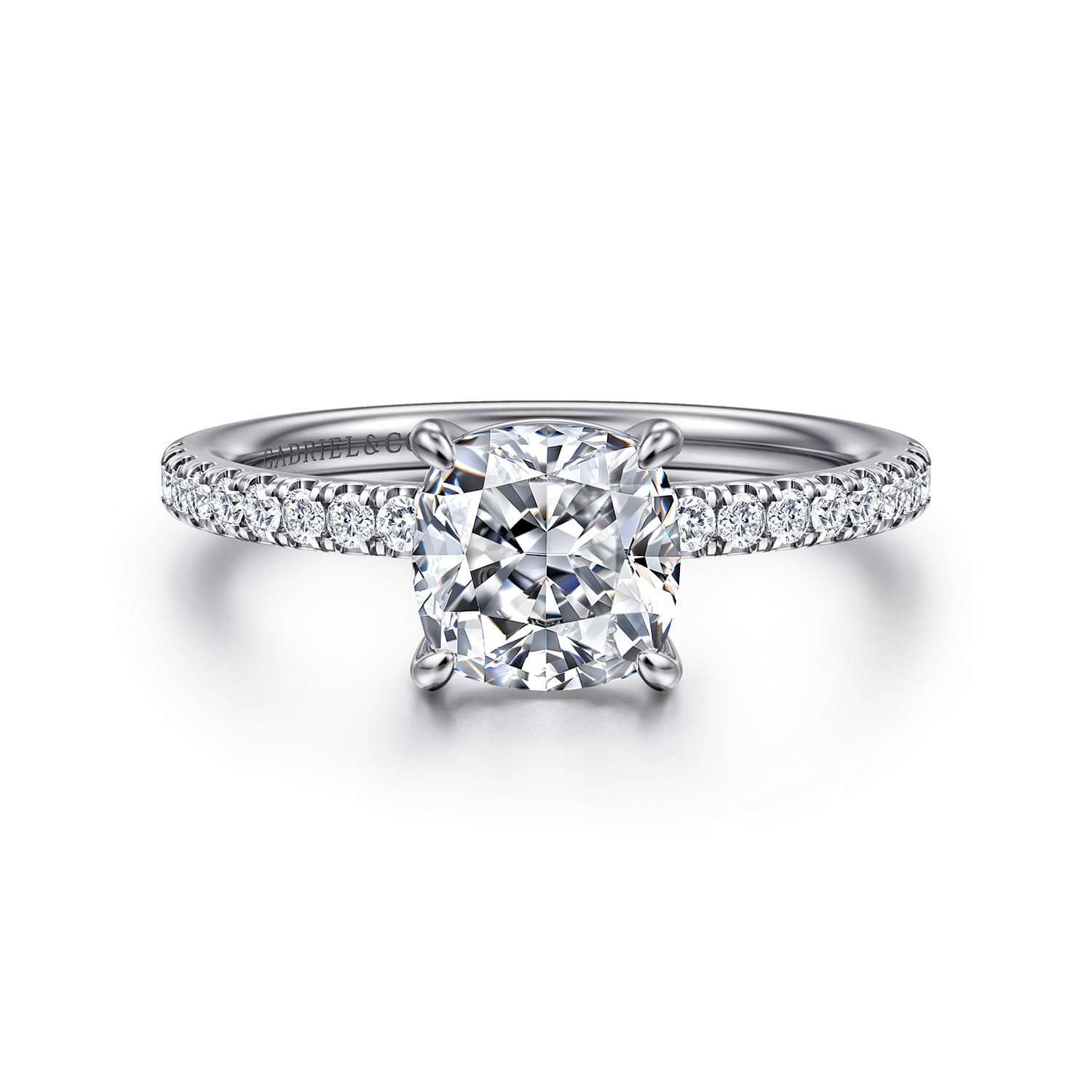 Twain - Platinum Cushion Cut Diamond Engagement Ring - 0.2 ct - Shot 1