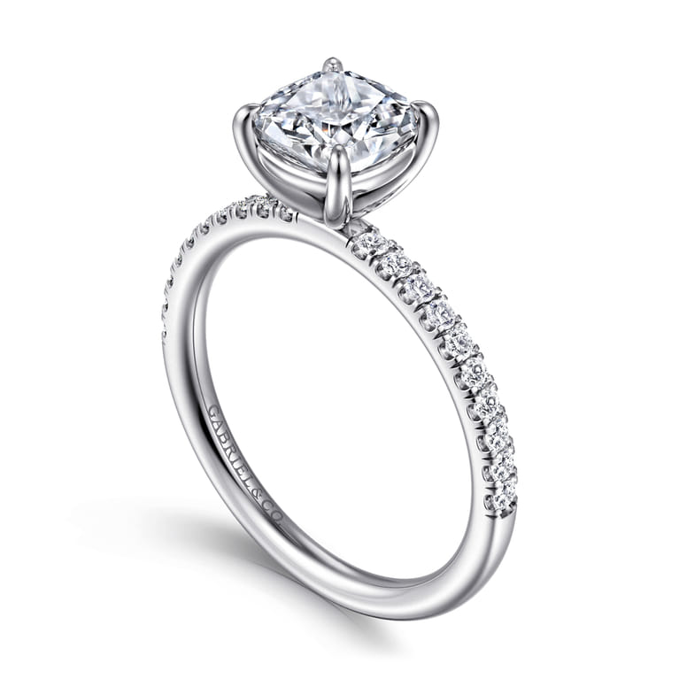 Twain - Platinum Cushion Cut Diamond Engagement Ring - 0.2 ct - Shot 3