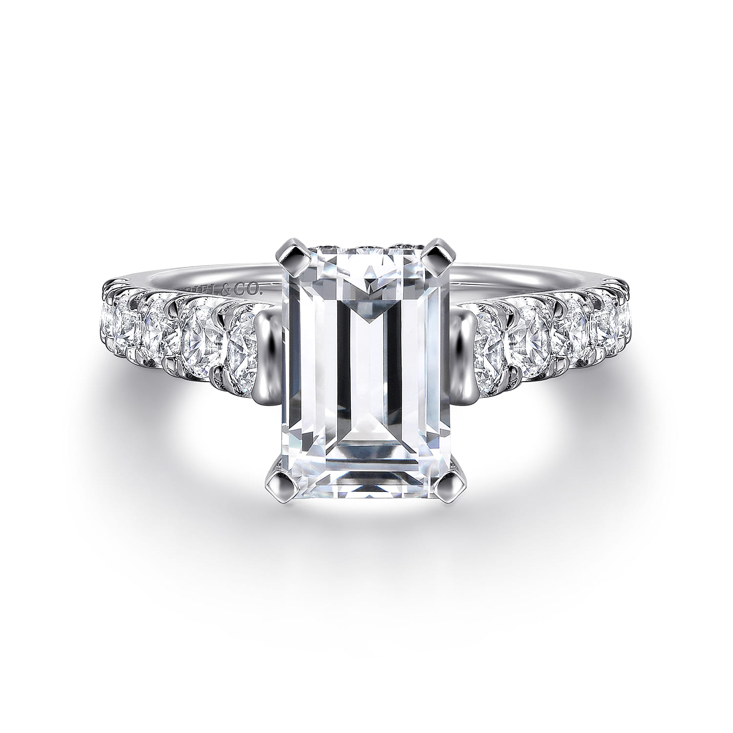 Piper - Platinum Emerald Cut Diamond Engagement Ring - 0.78 ct - Shot 1