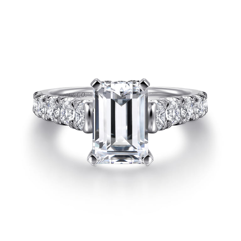 Piper - Platinum Emerald Cut Diamond Engagement Ring - 0.78 ct - Shot 1