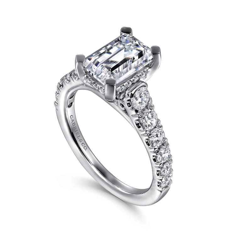 Piper - Platinum Emerald Cut Diamond Engagement Ring - 0.78 ct - Shot 3