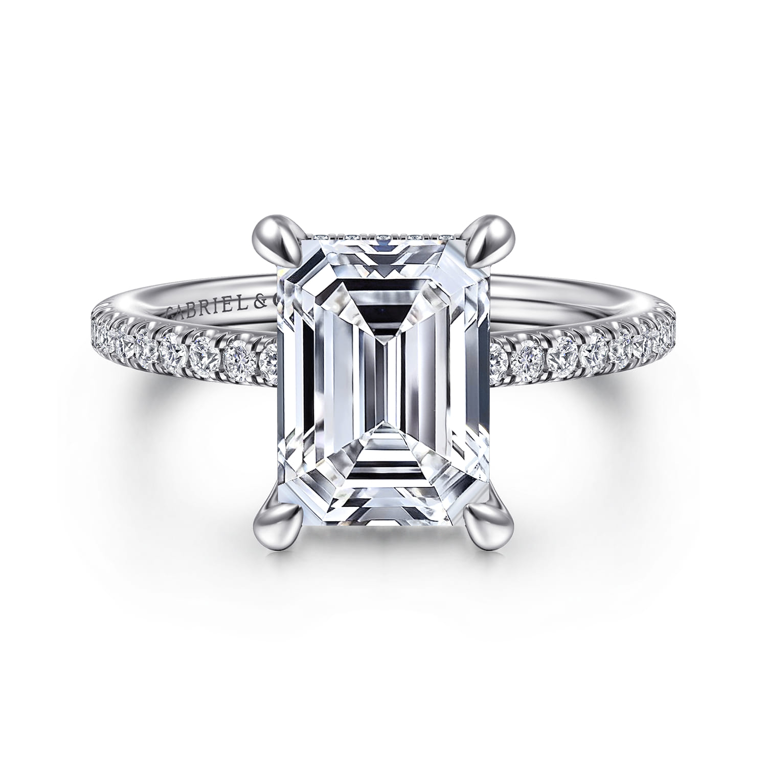 Broderick - Platinum Emerald Cut Diamond Engagement Ring - 0.28 ct - Shot 1