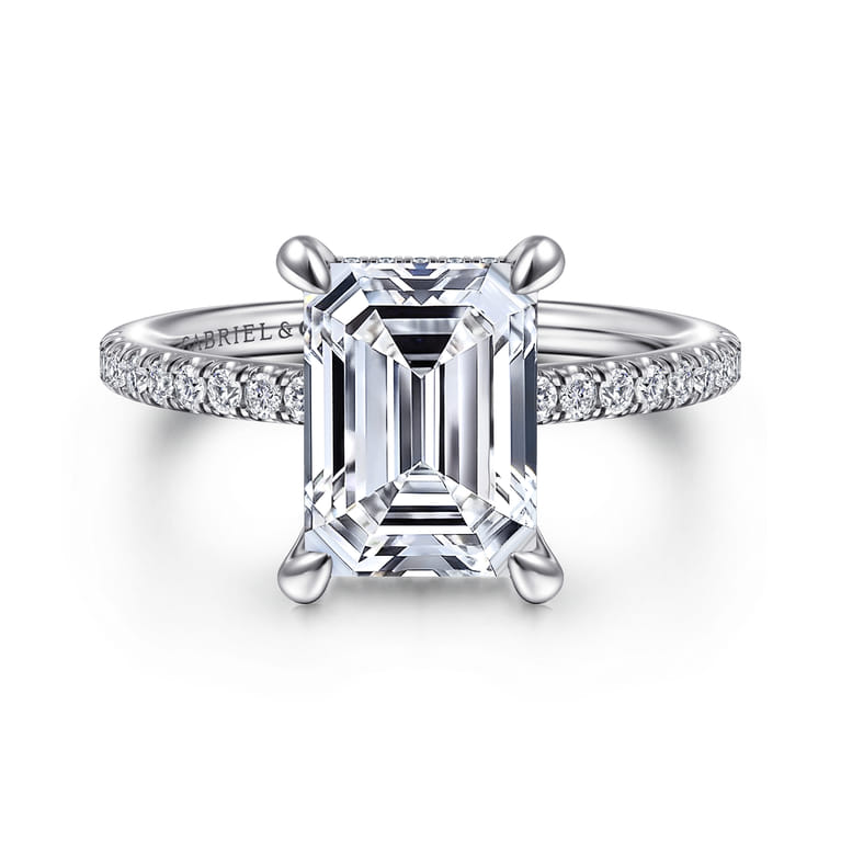 Broderick - Platinum Emerald Cut Diamond Engagement Ring - 0.28 ct - Shot 1