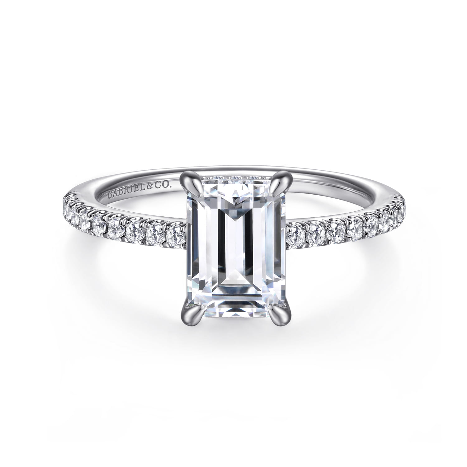 Broderick - Platinum Emerald Cut Diamond Engagement Ring - 0.31 ct - Shot 1