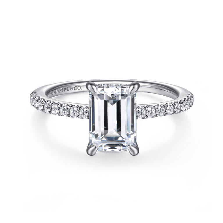 Broderick - Platinum Emerald Cut Diamond Engagement Ring - 0.31 ct - Shot 1