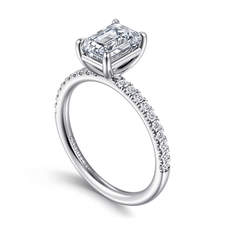 Twain - Platinum Emerald Cut Diamond Engagement Ring - 0.2 ct - Shot 3
