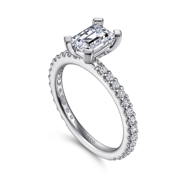 Logan - Platinum Emerald Cut Diamond Engagement Ring - 0.36 ct - Shot 3