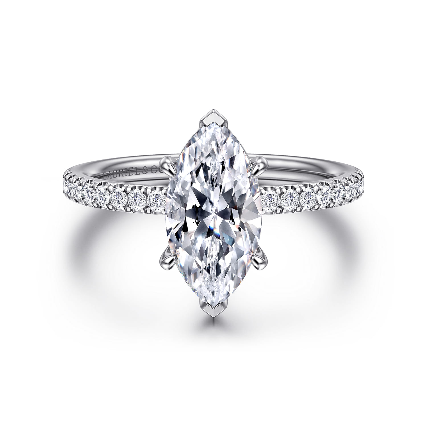 Twain - Platinum Marquise Shape Diamond Engagement Ring - 0.2 ct - Shot 1
