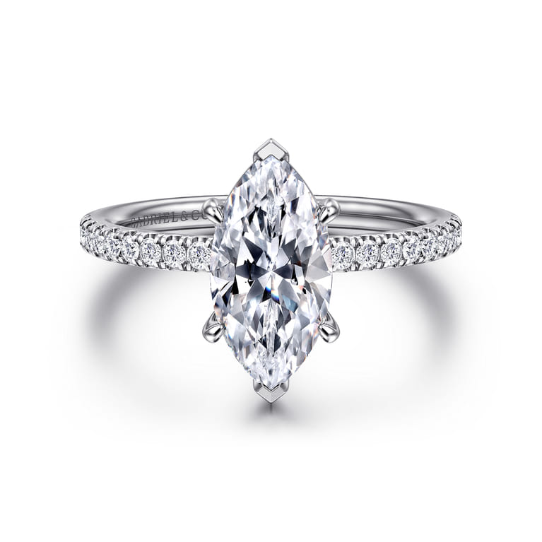 Twain - Platinum Marquise Shape Diamond Engagement Ring - 0.2 ct - Shot 1