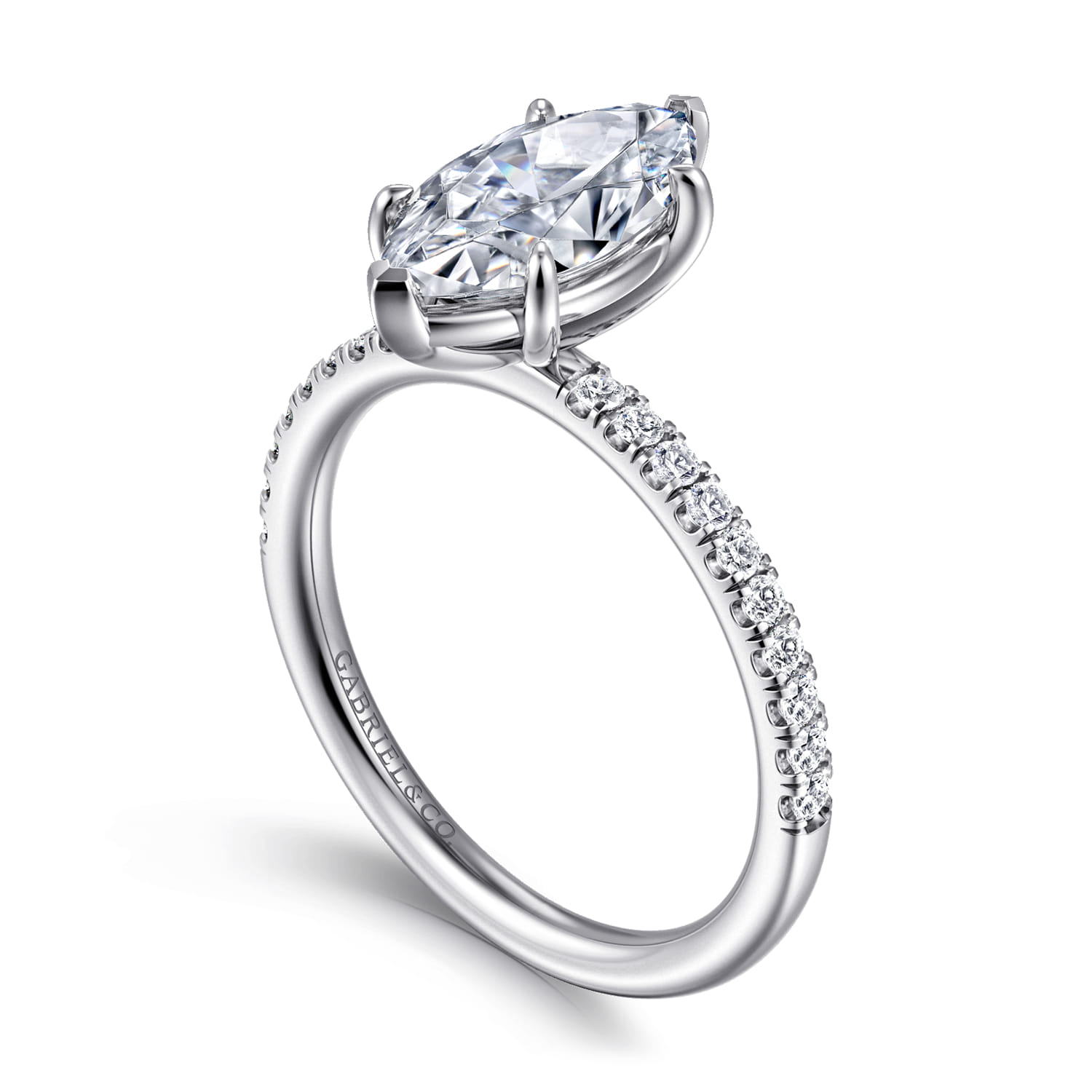 Twain - Platinum Marquise Shape Diamond Engagement Ring - 0.2 ct - Shot 3