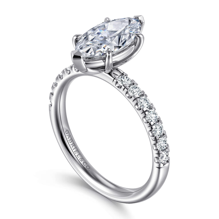 Winslow - Platinum Marquise Shape Diamond Engagement Ring - 0.35 ct - Shot 3