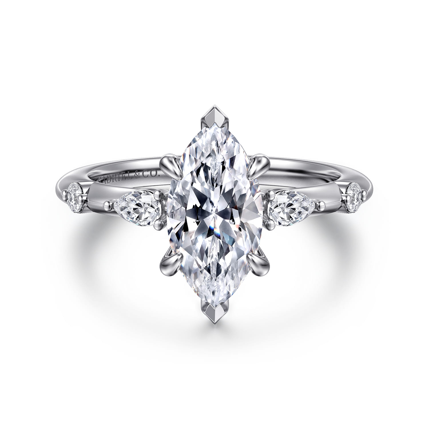 Carinna - Platinum Marquise Shape Diamond Engagement Ring - 0.23 ct - Shot 1
