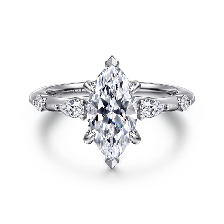 Carinna - Platinum Marquise Shape Diamond Engagement Ring - 0.23 ct - Shot 1