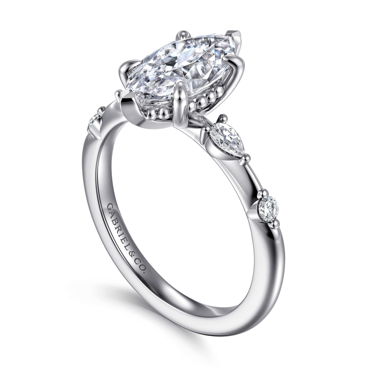 Carinna - Platinum Marquise Shape Diamond Engagement Ring - 0.23 ct - Shot 3