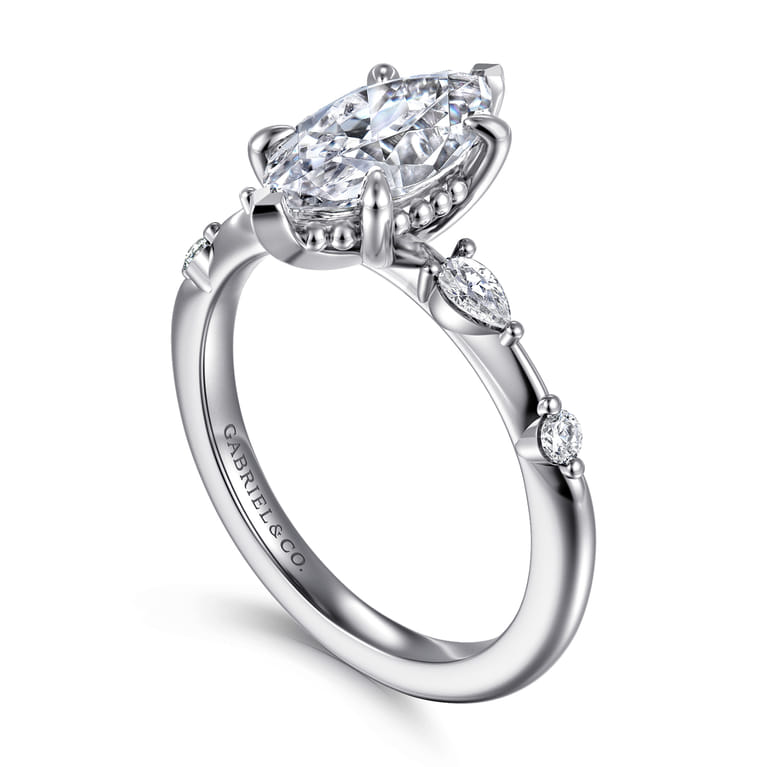 Carinna - Platinum Marquise Shape Diamond Engagement Ring - 0.23 ct - Shot 3