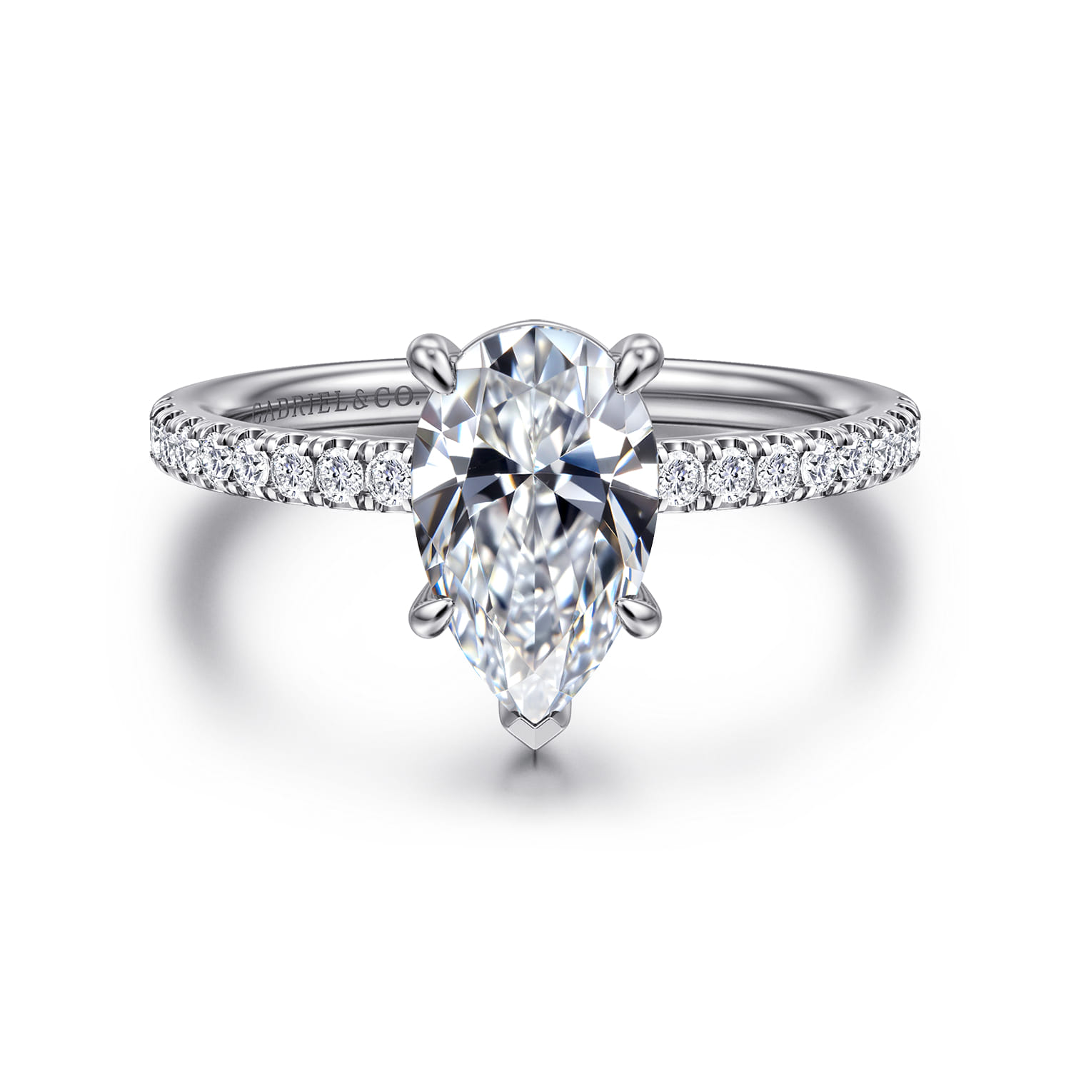 Twain - Platinum Pear Shape Diamond Engagement Ring - 0.2 ct - Shot 1
