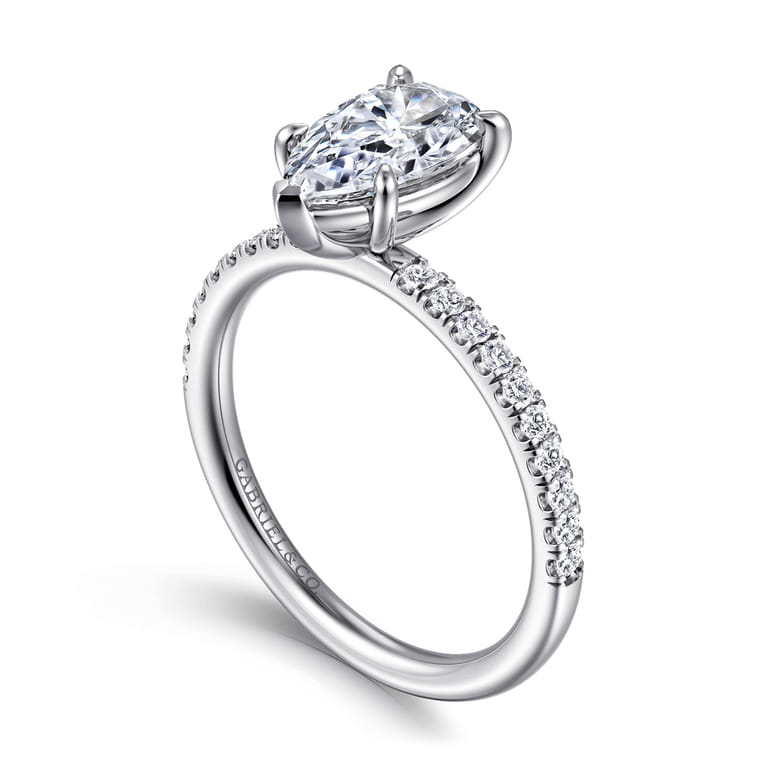 Twain - Platinum Pear Shape Diamond Engagement Ring - 0.2 ct - Shot 3