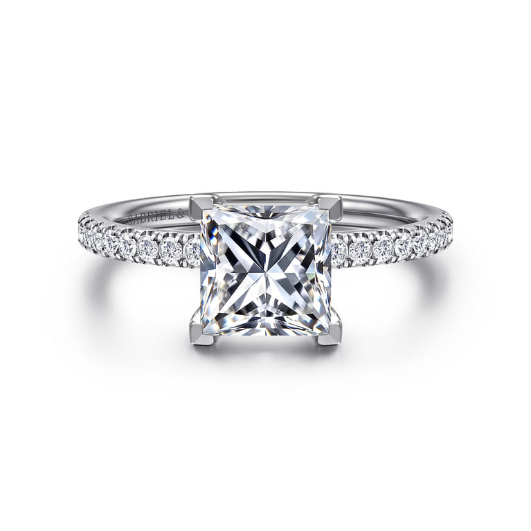 Twain - Platinum Princess Cut Diamond Engagement Ring - 0.2 ct - Shot 1