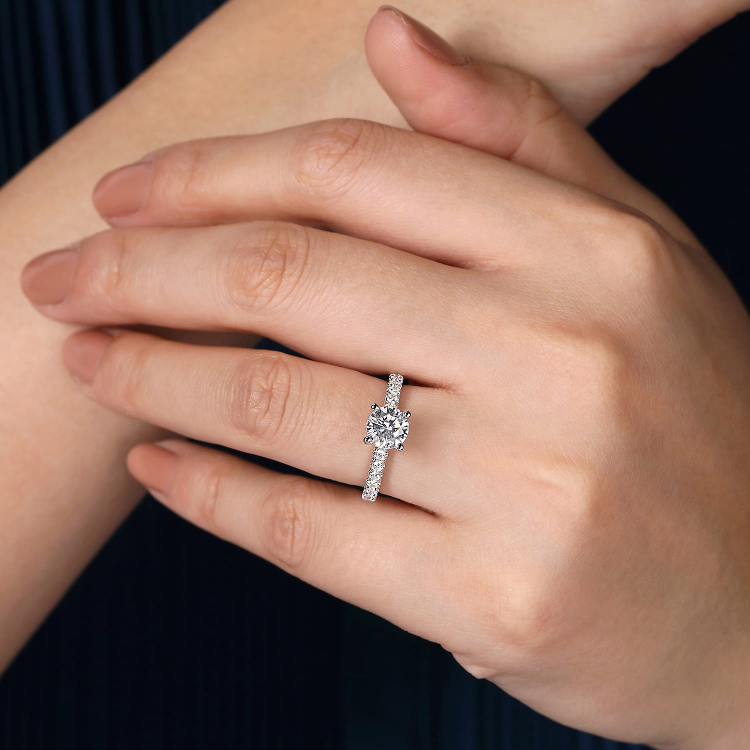 Amira - Platinum Round Diamond Engagement Ring - 0.5 ct - Shot 6