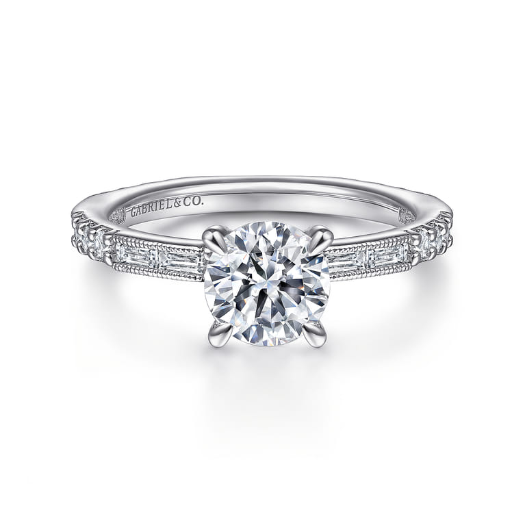 Luca - Platinum Art Deco Round Diamond Channel Set Engagement Ring - 0.6 ct - Shot 1