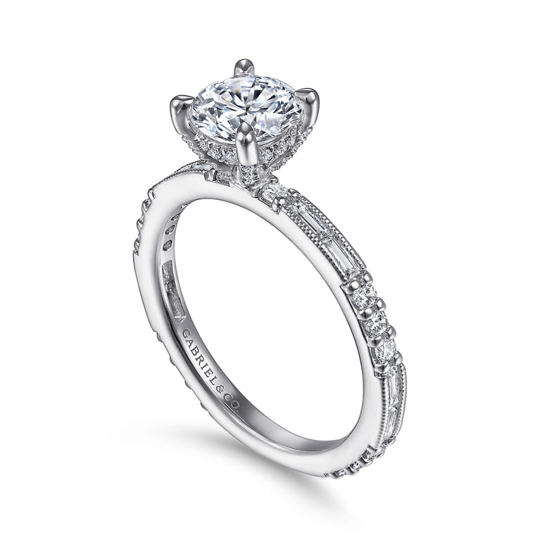 Luca - Platinum Art Deco Round Diamond Channel Set Engagement Ring - 0.6 ct - Shot 3
