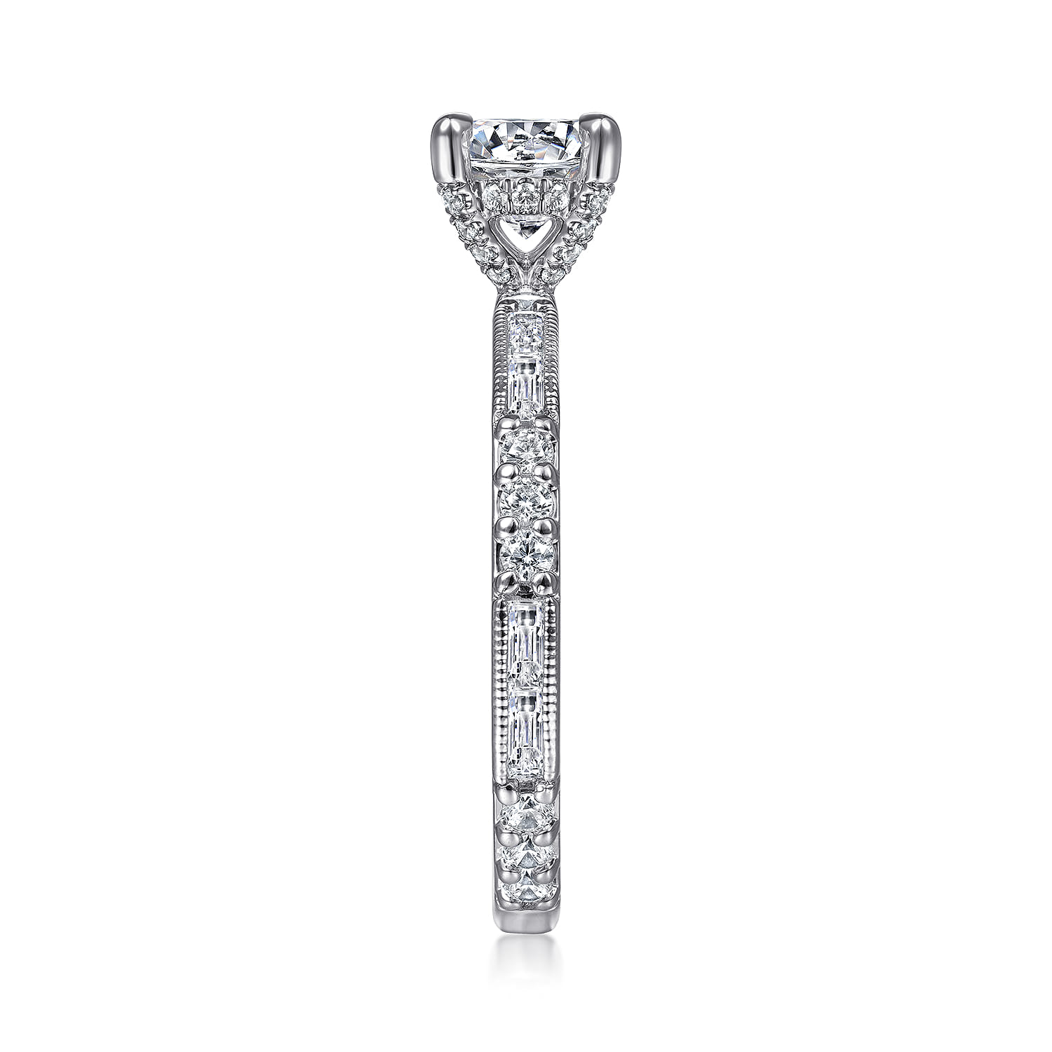 Luca - Platinum Art Deco Round Diamond Channel Set Engagement Ring - 0.6 ct - Shot 5
